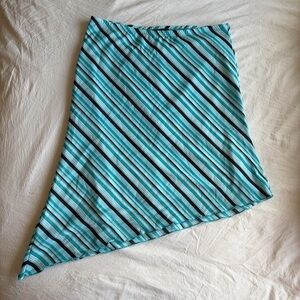 My Michelle Striped Asymmetrical Aqua Blue Women’s Skirt